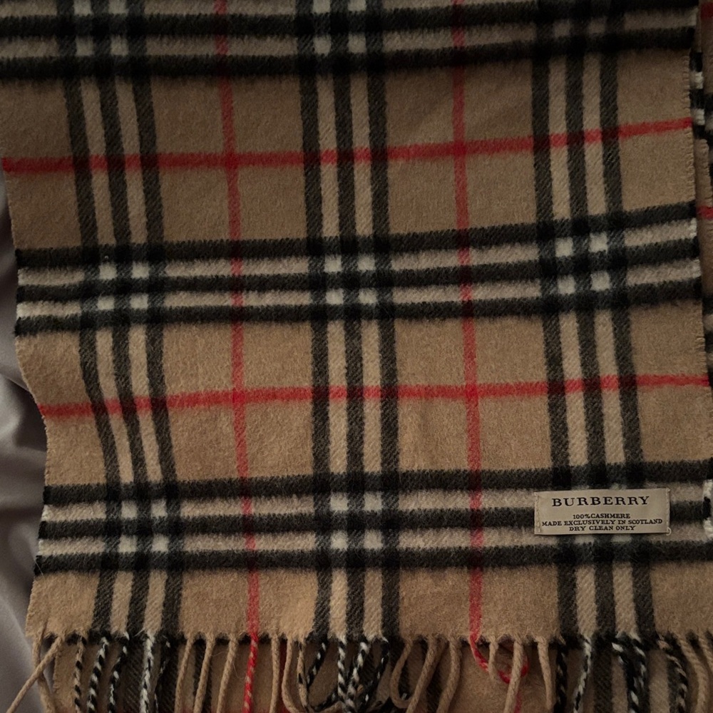Burberry Beige and Red Plaid Scarf